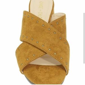 Chase & Chloe, Tan Stud-Accent Butter Sandal